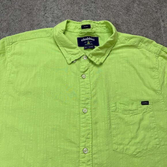 Chubbies Button-Down Shirt Men XL Green Friday Short Sleeve Cotton Rayon - Picture 1 of 14